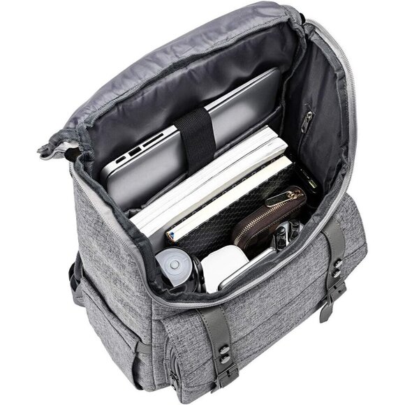 YALUNDISI Vintage Backpack  Travel grey Laptop bag with USB Charging Port. main image 6